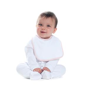 Larkwood LW22T - Baby/Toddler Terry Bib White/Pale Pink