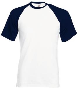 Fruit of the Loom SC61026 - Short Sleeve Baseball T (61-026-0) White/Deep navy