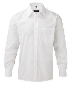 Russell Collection RU934M - Men's Long Sleeve Polycotton Easy Care Poplin Shirt White