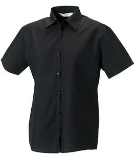 Russell Collection RU935F - LADIES' SHORT SLEEVE POLYCOTTON EASY CARE POPLIN SHIRT Black