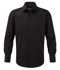 Russell Collection RU946M - Men's Long Sleeve Fitted Shirt Black