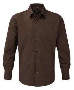 Russell Collection RU946M - Men's Long Sleeve Fitted Shirt Chocolate