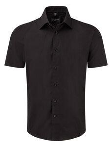 Russell Collection RU947M - Men's Short Sleeve Fitted Shirt Black