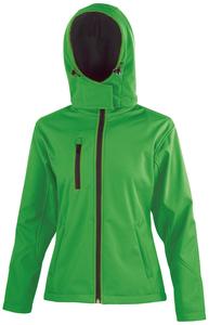 Result R230F - Women's Core TX performance hooded softshell jacket Vivid Green/ Black