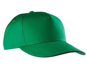 K-up KP130 - SANDWICH PEAK CAP - 5 PANELS Kelly Green / Black