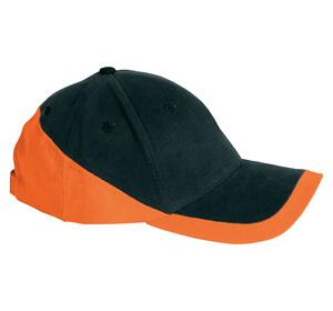 K-up KP045 - RACING - BI-COLOUR 6 PANEL CAP Black / Orange