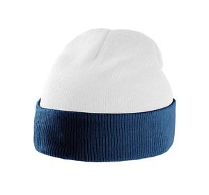 K-up KP514 - BI-COLOUR BEANIE HAT WITH TURN-UP White / Navy