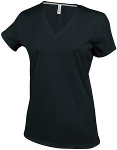 Kariban K381 - LADIES' SHORT SLEEVE V-NECK T-SHIRT Black/Black