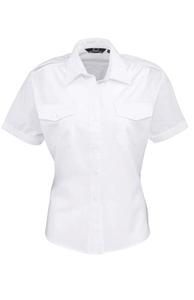 Premier PR312 - Ladies Short Sleeve Pilot Shirt White