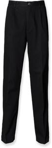 Henbury H640 - 65/35 Flat Fronted Chino Trousers Black/Black