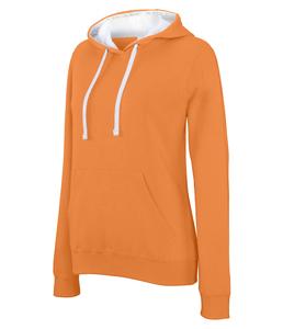 Kariban K465 - Ladies’ contrast hooded sweatshirt Orange / White