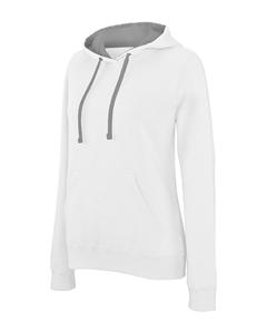 Kariban K465 - Ladies’ contrast hooded sweatshirt White / Fine Grey