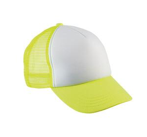 K-up KP143 - KIDS TRUCKER MESH CAP - 5 PANELS White / Fluorescent Yellow