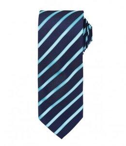 Premier PR784 - Sports Stripe Tie Navy/Turquoise