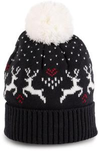 K-up KP512 - Winter beanie with reindeer design Night Navy / Natural