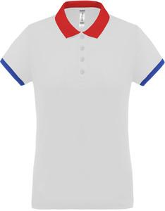 Proact PA490 - Ladies’ performance piqué polo shirt White / Red / Sporty Royal Blue