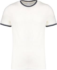 Kariban K373 - Men's piqué knit crew neck T-shirt Off White/Navy