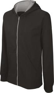Kariban K486 - Kids’ full zip hooded sweatshirt Black / Fine Grey