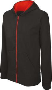 Kariban K486 - Kids’ full zip hooded sweatshirt Black / Red