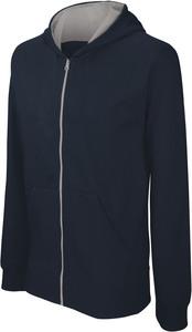 Kariban K486 - Kids’ full zip hooded sweatshirt Navy / Fine Grey