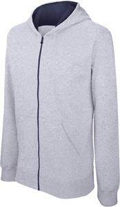Kariban K486 - Kids’ full zip hooded sweatshirt Oxford Grey / Navy