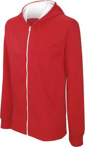 Kariban K486 - Kids’ full zip hooded sweatshirt Red / White