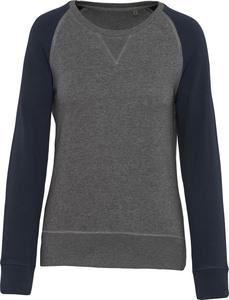 Kariban K492 - Ladies' two-tone organic crew neck raglan sleeve sweatshirt Grey Heather/ Navy