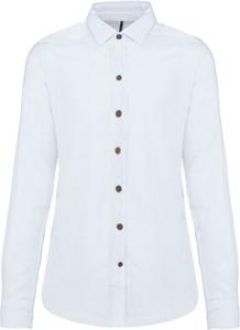 Kariban K589 - Ladies' long sleeve linen and cotton shirt White