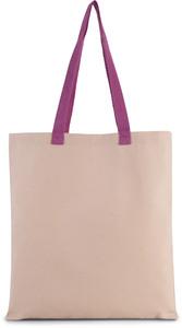 Kimood KI0277 - FLAT CANVAS SHOPPER WITH CONTRAST HANDLE Natural / Radiant Orchid