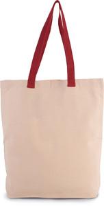 Kimood KI0278 - SHOPPER BAG WITH GUSSET AND CONTRAST COLOUR HANDLE Natural / Cherry Red