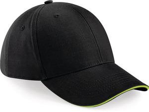 Beechfield B20 - Men athleisure 6 panels cap Black/ Lime Green