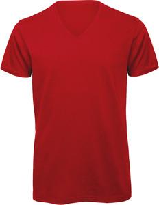 B&C CGTM044 - Men's Organic Cotton Inspire V-neck T-shirt Red