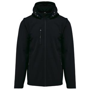 Kariban K422 - Unisex 3-layer softshell hooded jacket with removable sleeves Black