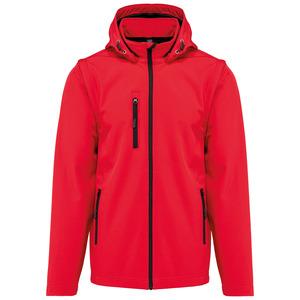 Kariban K422 - Unisex 3-layer softshell hooded jacket with removable sleeves Red