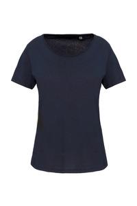 Kariban K399 - Ladies' short-sleeved organic t-shirt with raw edge neckline Navy