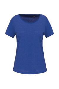 Kariban K399 - Ladies' short-sleeved organic t-shirt with raw edge neckline Ocean Blue Heather