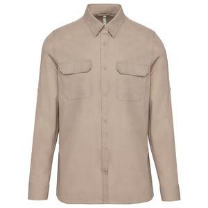 Kariban K590 - Men's long-sleeved safari shirt Beige