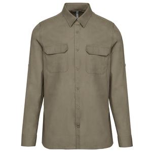 Kariban K590 - Men's long-sleeved safari shirt Light Khaki