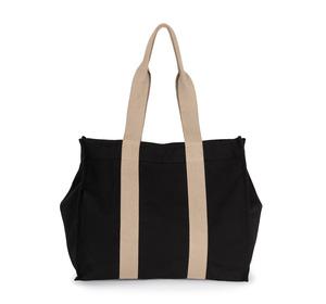 Kimood KI5201 - Large recycled gusseted shopping bag Black Night / Hemp