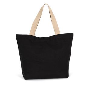 Kimood KI5204 - Large recycled flat-bottomed shopping bag Black Night / Hemp