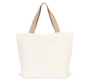 Kimood KI5204 - Large recycled flat-bottomed shopping bag Ecume / Hemp