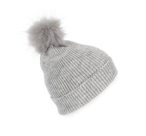 K-up KP555 - Knitted bobble beanie in recycled yarn Light Grey Heather