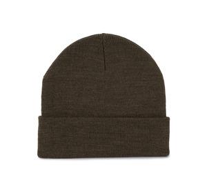 K-up KP892 - Recycled beanie with knitted turn-up Dark Khaki