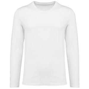 Kariban Premium PK306 - Men's V-neck long-sleeved Supima® t-shirt White