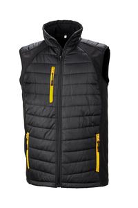 Result R238X - BLACK COMPASS PADDED SOFT SHELL GILET Black / Yellow