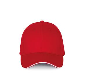 K-up KP185 - Cap with contrasting sandwich peak - 6 panels Red / White