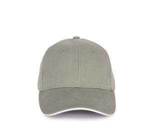 K-up KP198 - Cap in organic cotton with contrasting sandwich peak - 6 panels Metal Grey / White