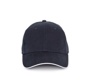 K-up KP198 - Cap in organic cotton with contrasting sandwich peak - 6 panels Navy Blue / White