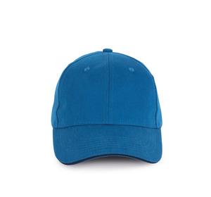 K-up KP198 - Cap in organic cotton with contrasting sandwich peak - 6 panels Sea Blue / Navy Blue