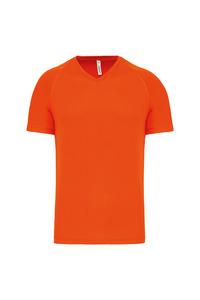 PROACT PA476 - Men's V-neck short-sleeved sports T-shirt Fluorescent Orange